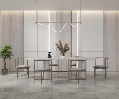 现代餐桌椅组合3D模型下载